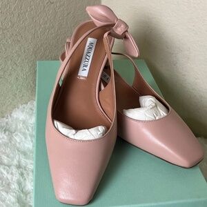Aquazzura Very Bow Tie Slingback Pumps  Women's Size: 7 | IT 37